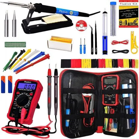 Plusivo Soldering Iron Kit with Digital Multimeter V5 - SunRobotics | www.sunrobotics.in