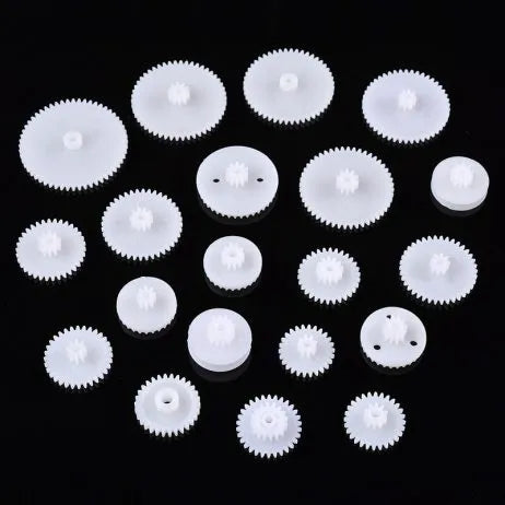 Detailed view of 75-piece robotics gear kit with spindle gears - SunRobotics | www.sunrobotics.in