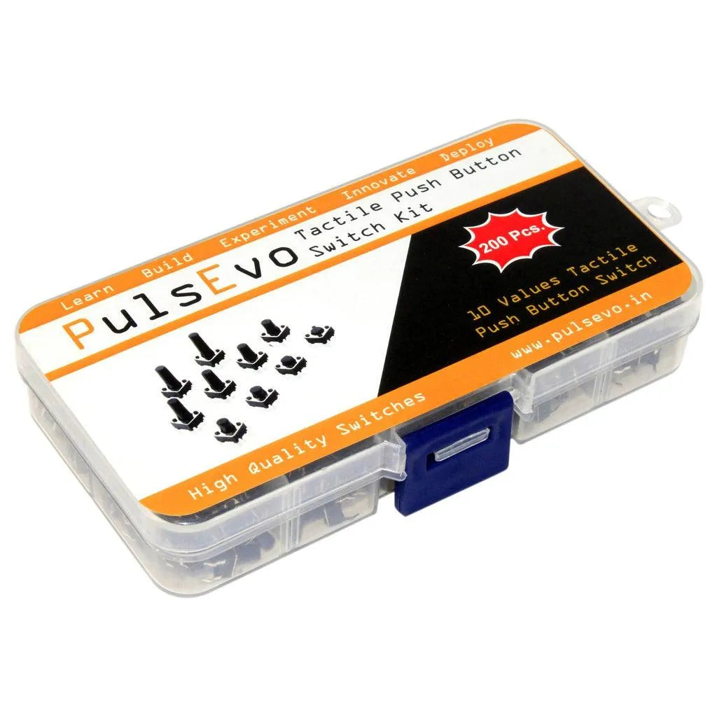 PulsEvo 10 Values Tactile Push Button Switch Micro Momentary Tact Button Kit (200PCS)