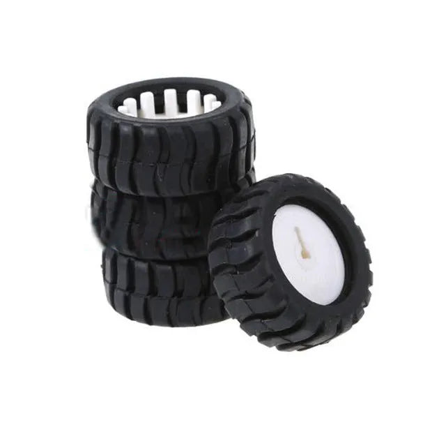 High-Quality Rubber Tyre N20 DC Gear Motor Wheel - Black & White - SunRobotics | www.sunrobotics.in