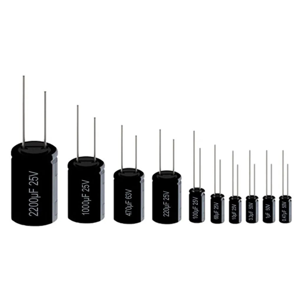 DIY Capacitor Kit 0.47uF to 2200uF with Storage Box – Essential for Electronic Repairs - SunRobotics | www.sunrobotics.in