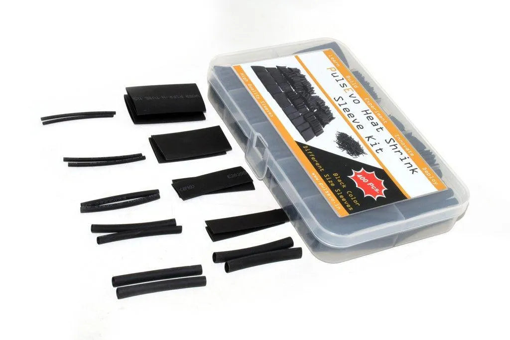 PulsEvo Heat Shrink Tubing (HST) Insulation Assorted Kit (55mm Length - 400 Pcs) - Black