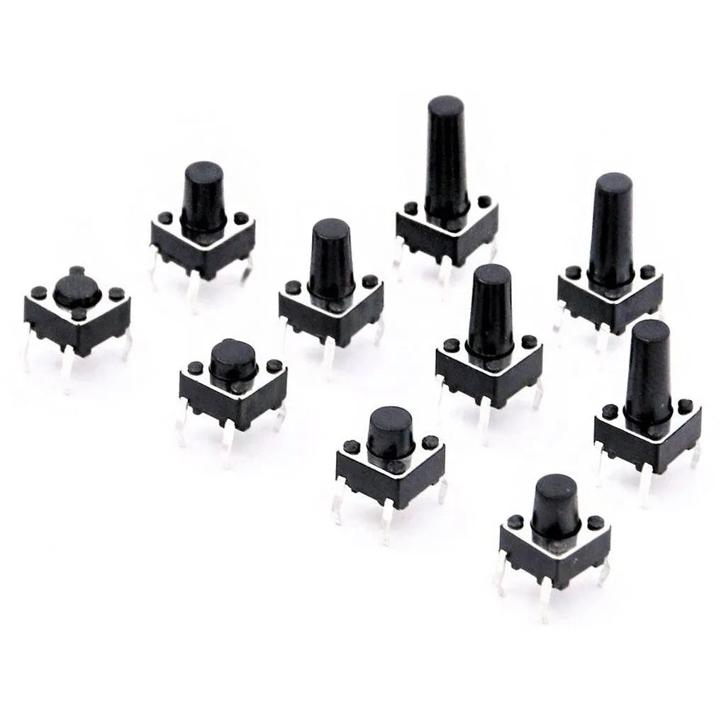 PulsEvo 10 Values Tactile Push Button Switch Micro Momentary Tact Button Kit (200PCS)