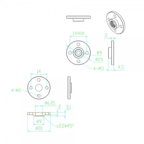 Aluminum Servo Horn/Arm 25T Round Type Disc Ideal for MG995 MG996 Motor Series