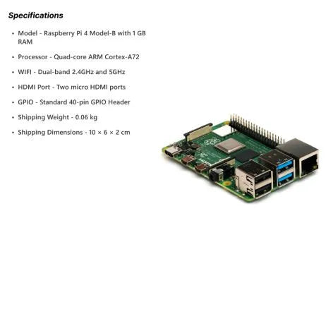 Buy Raspberry Pi 4 Model-B with 1 GB RAM - SunRobotics