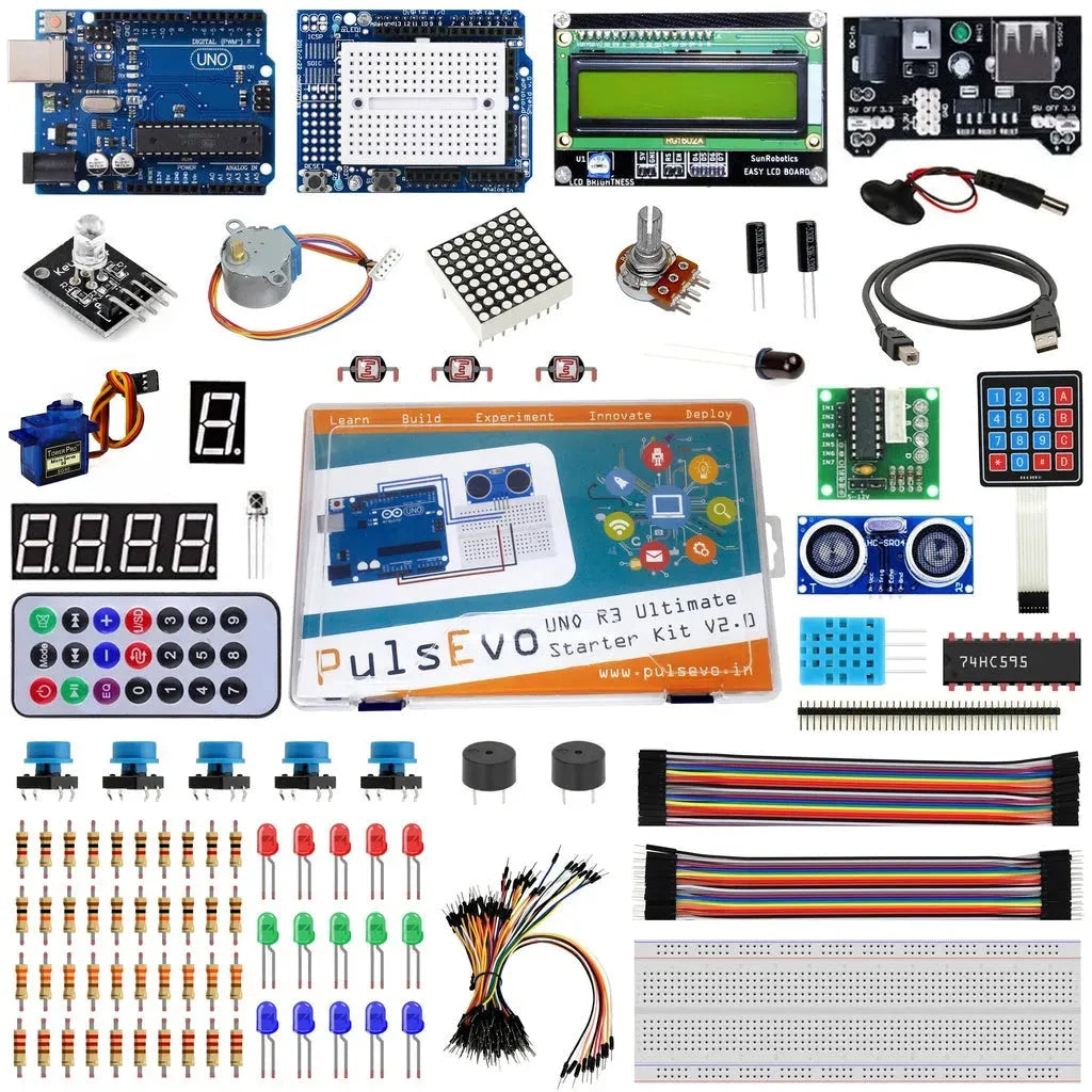 [9162] PulsEvo UNO R3 Ultimate Starter Kit V2 With 25+ Projects Learning Kit Including Detailed Tutorial ph sensor arduino - SunRobotics | www.sunrobotics.in
