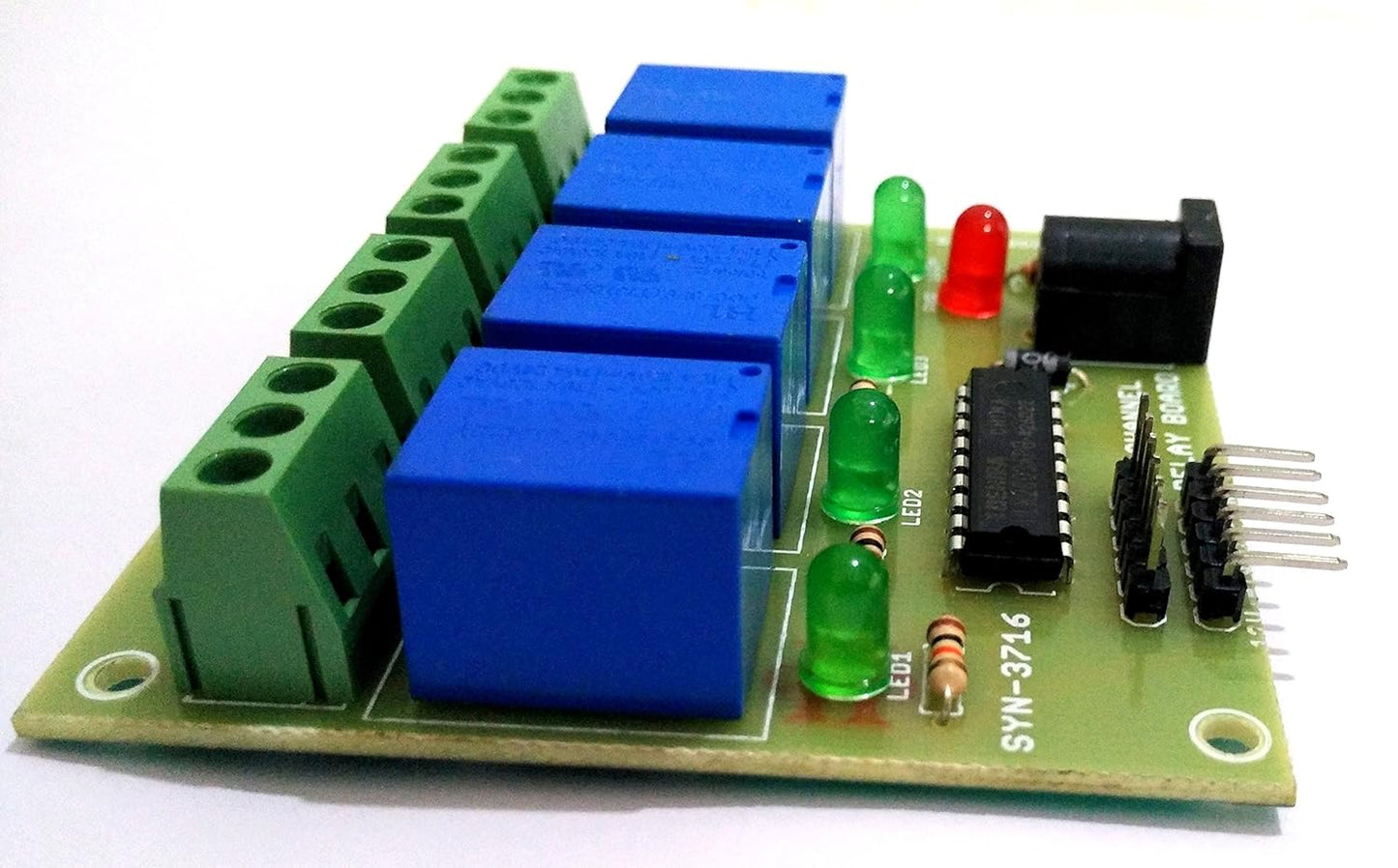 [3716] 4-Channel 5 to 12V Relay (Active High) Board for Uno R3 and Other MCU module relay 4 channel, rf board - SunRobotics | www.sunrobotics.in