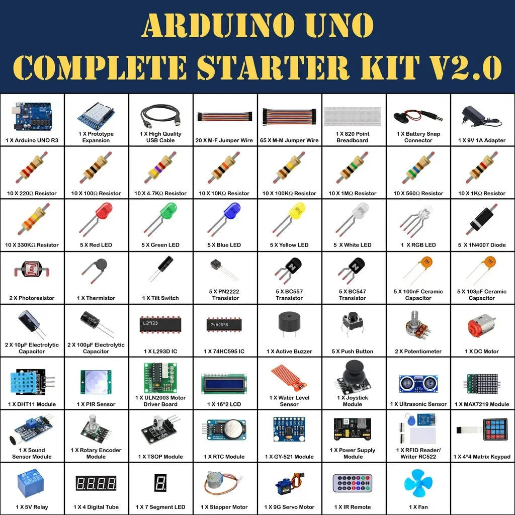 [9159] Comprehensive Arduino Starter Kit for Beginners - arduino starter project - SunRobotics | www.sunrobotics.in