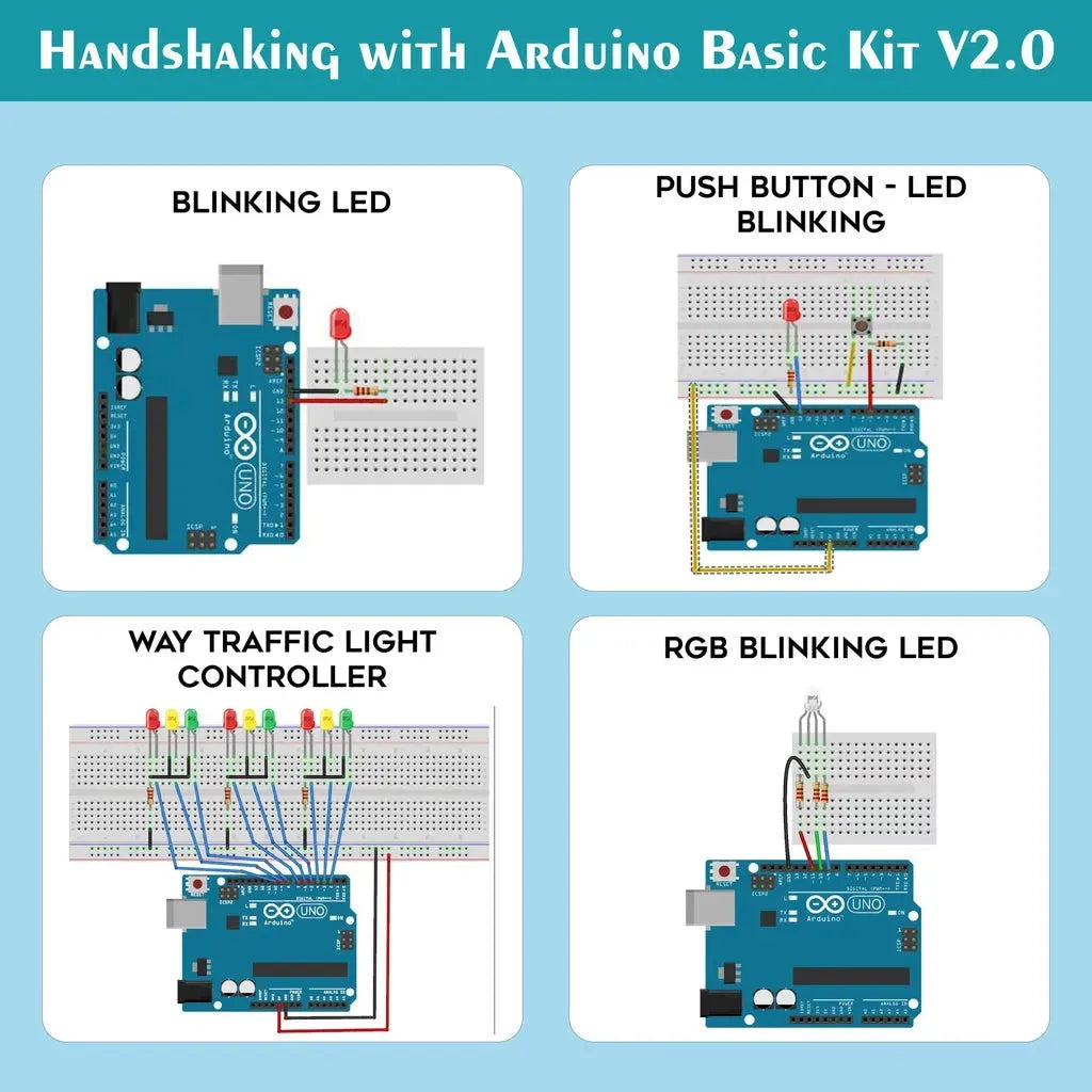 [9155] Handshaking with Arduino Basic Kit for Arduino Beginners By SunRobotics Kit V2.0 arduino kit, arduino board uno, best arduino kits - SunRobotics | www.sunrobotics.in