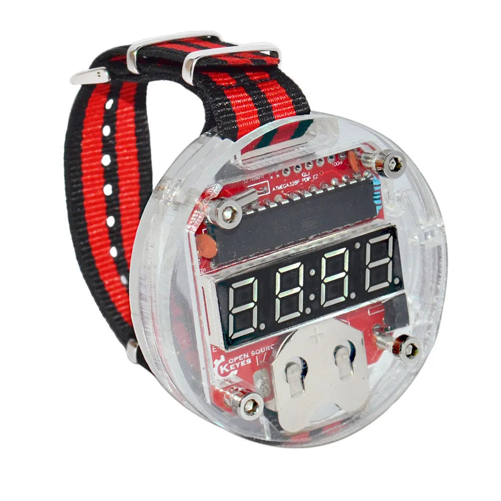 [3210] LED Kit Clock DIY Big Time Electronic Watch - Arduino 4-digit 7-segment display nylon strap - SunRobotics | www.sunrobotics.in