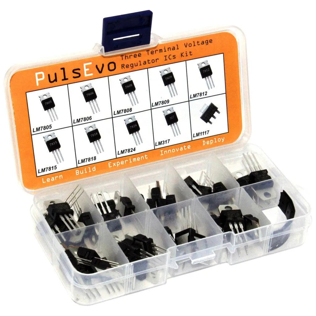 PulsEvo Three Terminal Voltage Regulator ICs Kit (50PCS) | High Power-Dissipation Capability | Output Current up to 0.5A to 1.5A