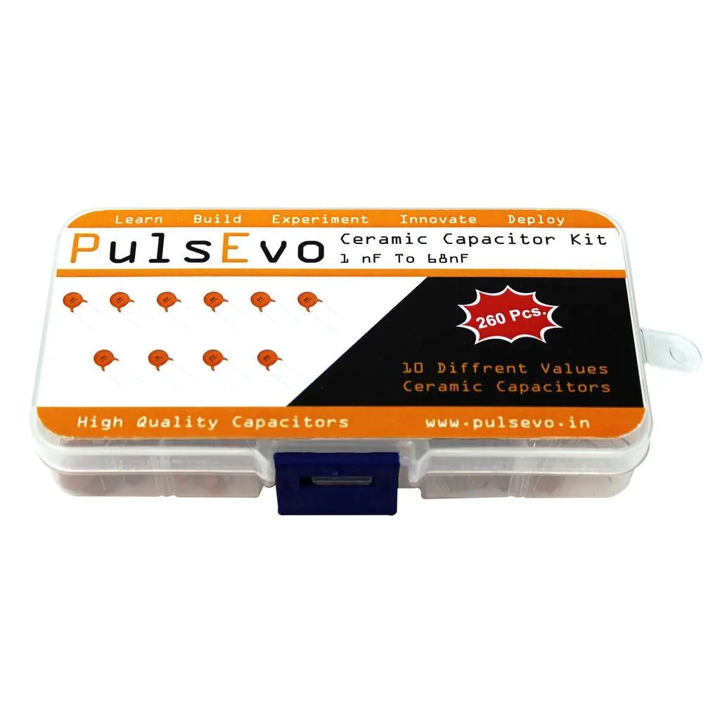 PulsEvo 10 Different Value 1nf to 4.7nf 50V Ceramic Disc Capacitor Assortment Assorted (260pcs)