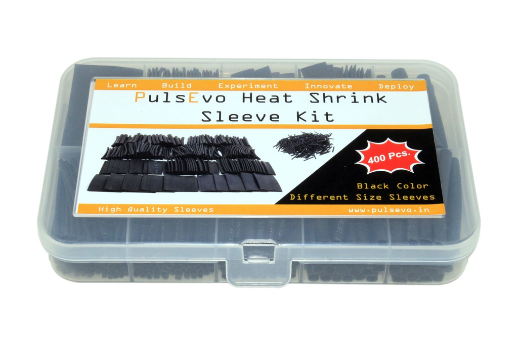PulsEvo Heat Shrink Tubing (HST) Insulation Assorted Kit (55mm Length - 400 Pcs) - Black