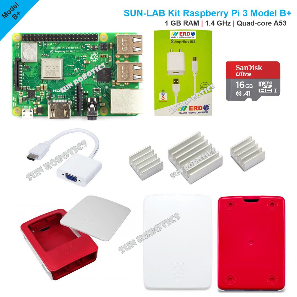 Raspberry pi 3B+ Combo Starter kit (with HDMI to VGA) by SunRobotics