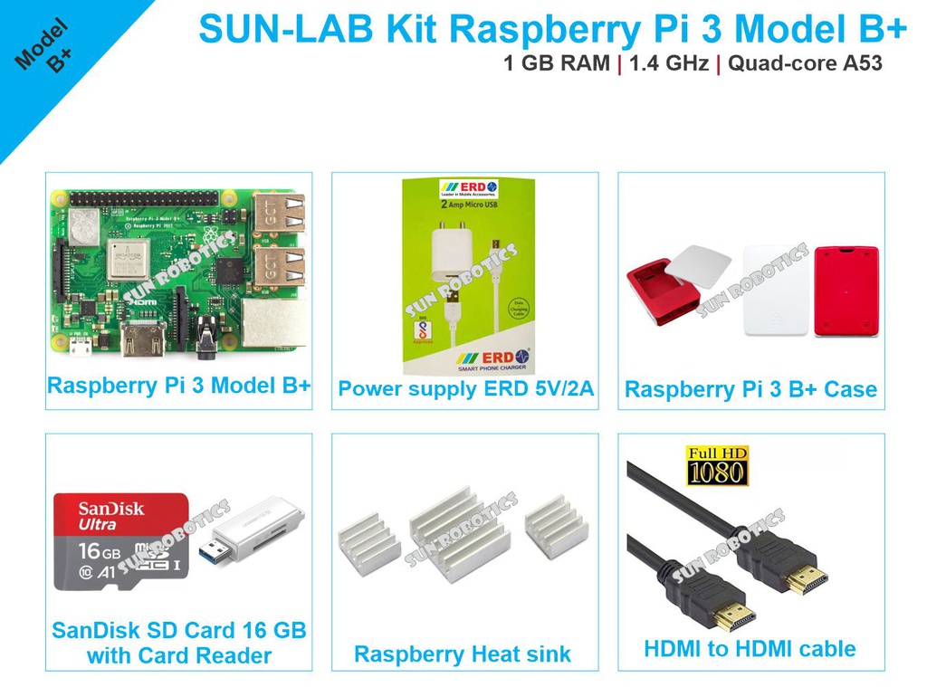 Raspberry pi 3B+ Combo Starter kit (with HDMI to HDMI) by SunRobotics
