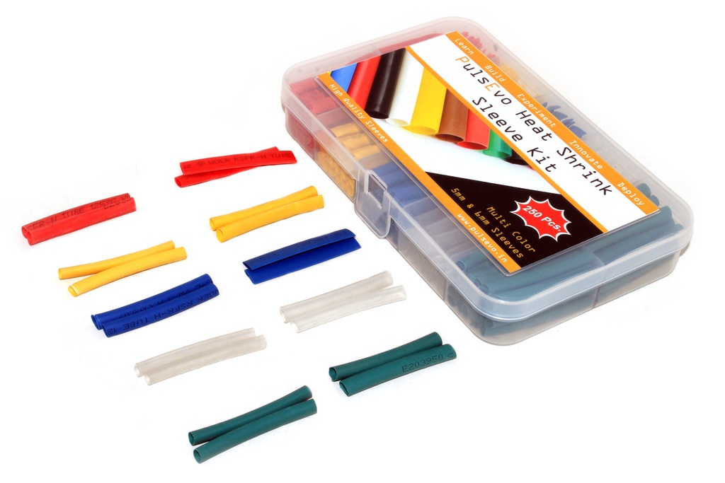 PulsEvo Heat Shrink Tubing (HST) Insulation Assorted Kit (55mm Length - 250 Pcs) - Multicolor