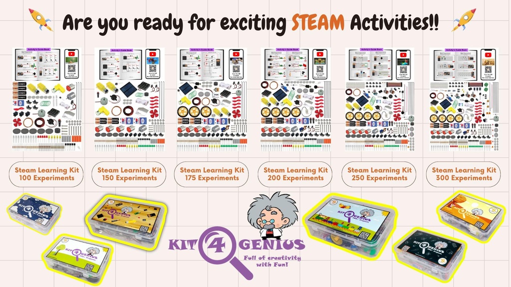 Kit4Genius® Science &amp; Fun DIY Activity Learning Educational STEM Toy for 7+ Years - Tinkering, Experiment, School Project, Innovation kit (150+ Project)
