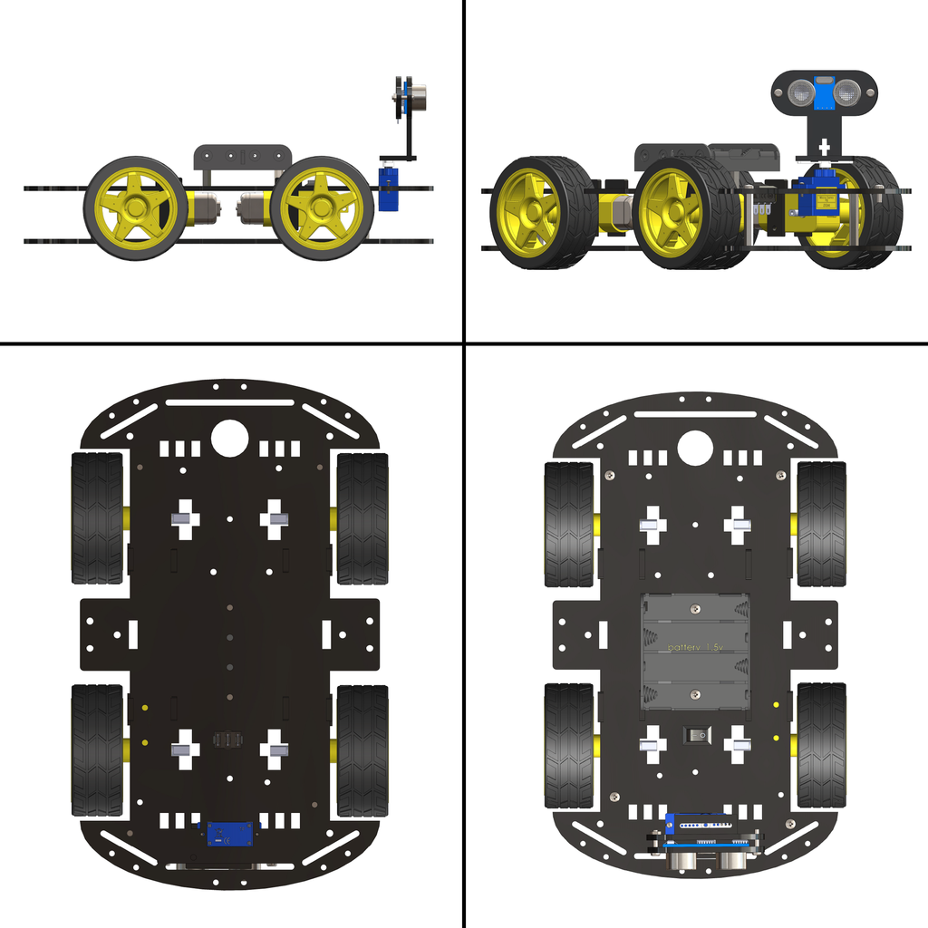 4WD ROBOTICS CHASSIS WITH MOTORS WHEELS AND ACCESSORIES V2.0