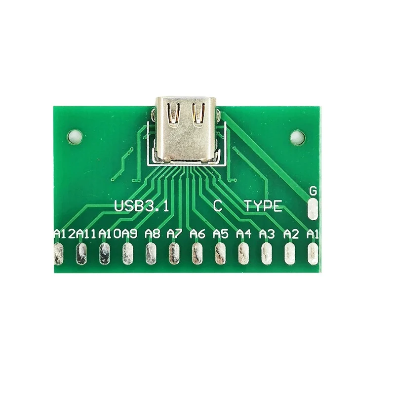 TYPE-C female test board with wiring solder joints