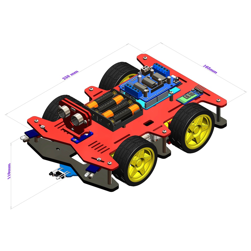 Multifunctional 4WD DIY Smart Arduino-based Robotics Car Kit | Obstacle Avoiding | Line Following | BLE App-Controlled | Arduino Sketch Easy Programming full Guide