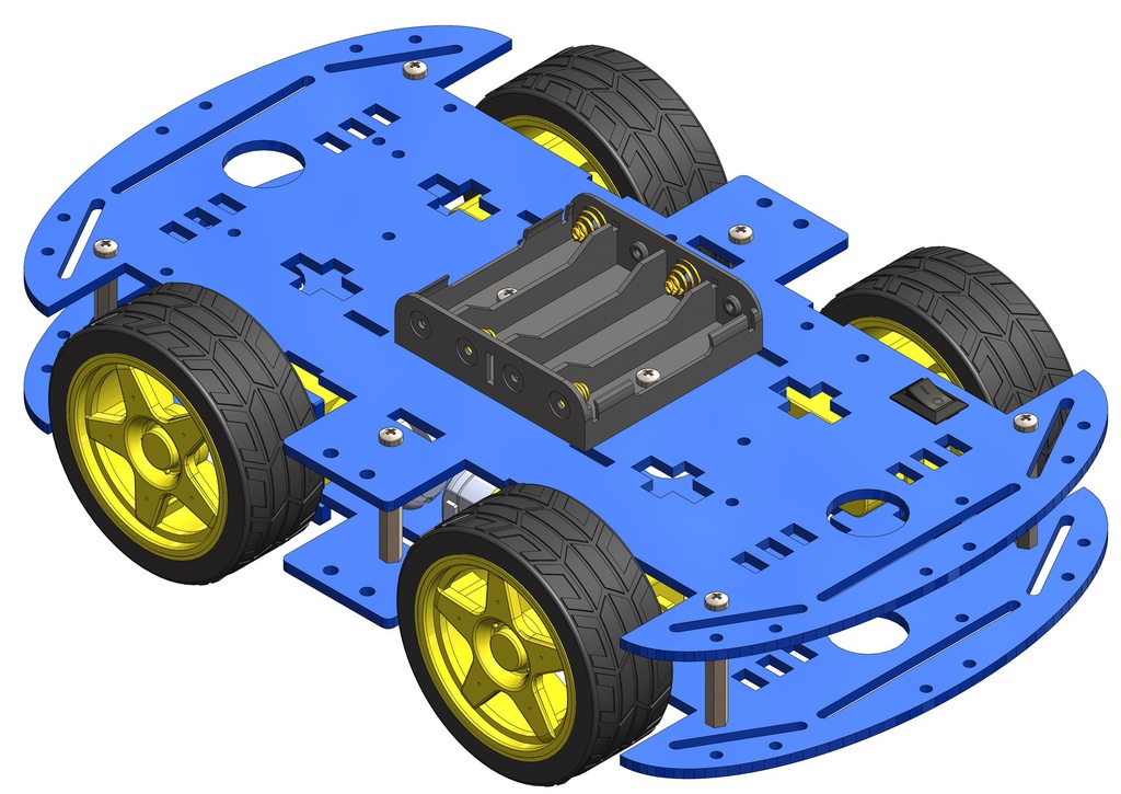 4WD Robotics Chassis With Motors Wheels And Accessories V1.0 (BLUE)