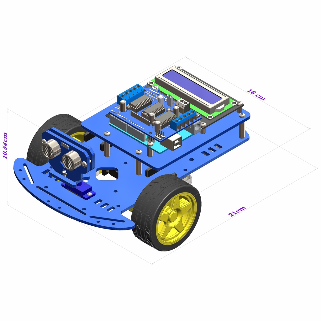 Remote Ultrasonic Ranging car with LCD