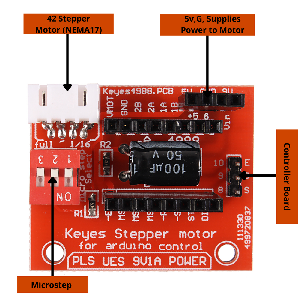 A4988 / DRV8825 Stepper Motor Driver Expansion Board by Generic Stepper Motor for 3d Printer With Pully by Generic