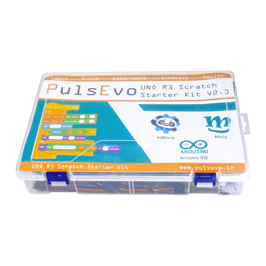 PulsEvo UNO R3 Scratch (Graphical Programming ) Starter Kit V2 Mixly M-block and Arduino IDE Compatible Codding kits for kids.
