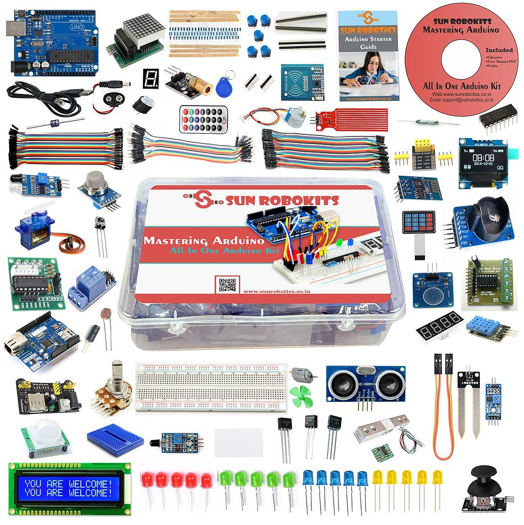 SunRobotics Mastering Arduino - All in One Arduino Kits (100+ Components &amp; Modules) Including Codes/Tutorials/Videos
