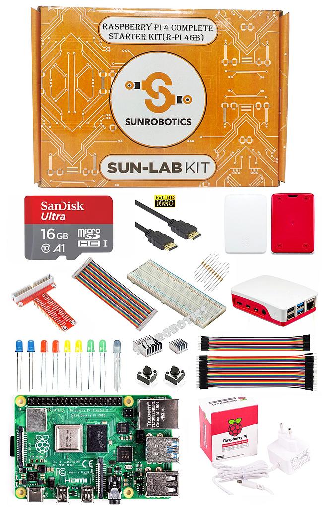 Raspberry Pi 4 (4GB) Complete Starter Kit by SunRobotics