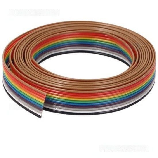 Rainbow Color 10 Core 14/36 Size Flat Ribbon Wire Cable 1 Meter Generic