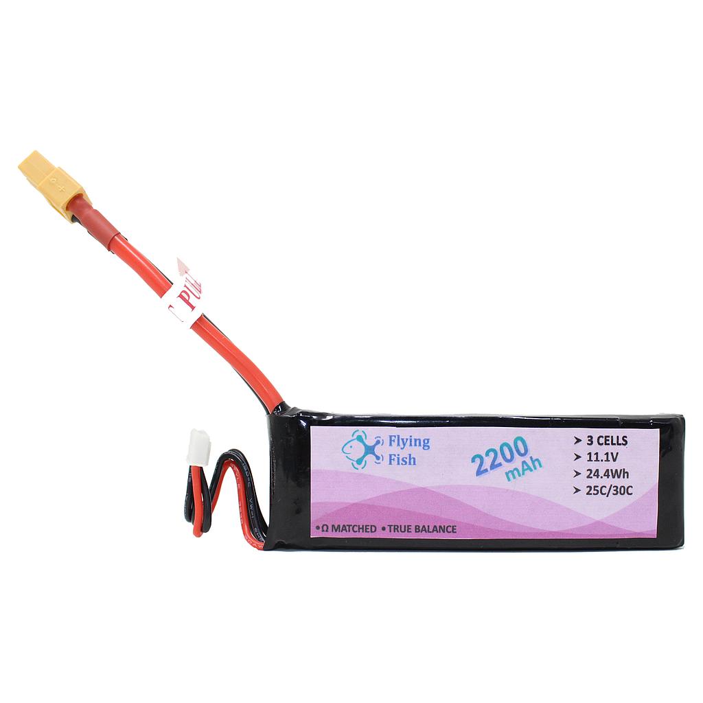 Flying-Fish 11.1V 3S 2200mAh 25/30C Lipo Battery with XT60 Connector best for RC Quadcopter