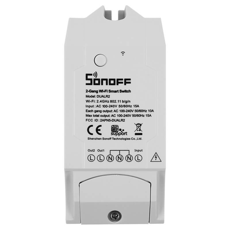 Sonoff Dual R2 2 Channels Smart Home WiFi Mobile Remote Siri Voice Control On-Off Switch