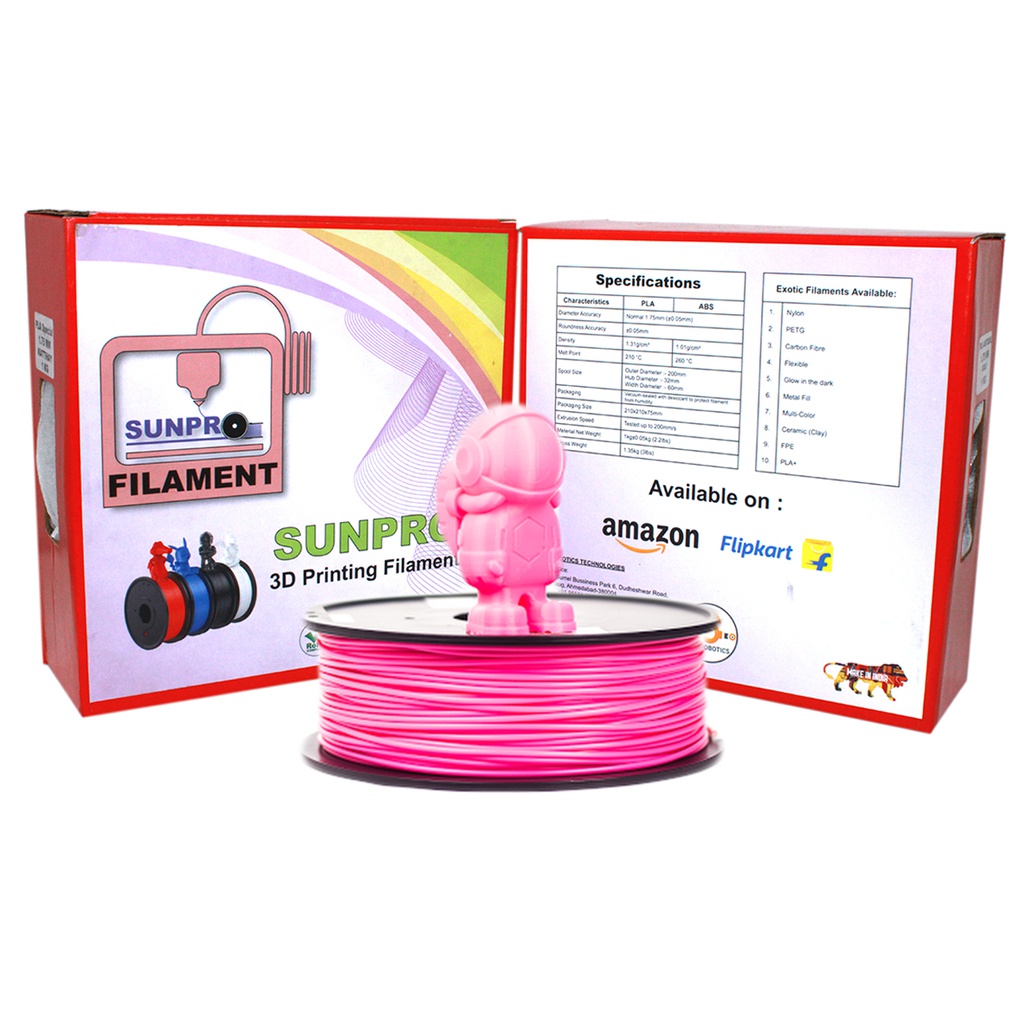 SunPro Premium Quality 3D Printer Filaments 1.75mm PLA  Net Weight 1 Kg  (PLA , PINK )
