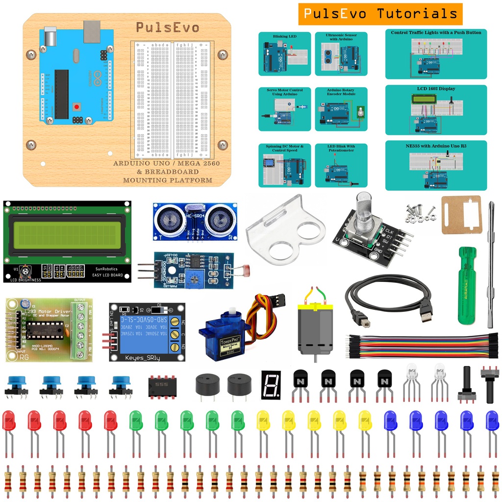 PulsEvo Arduino Uno Beginner Student Projects Learning Kit