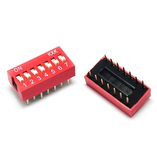 Slide Type Switch Module 2.54mm 7 Position Way DIP Red Pitch - 14 Pins