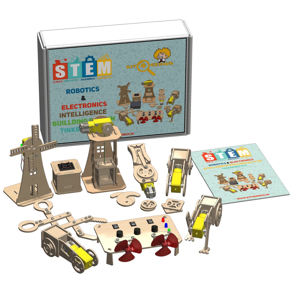 Kit4Genius Robotics &amp; Electronics STEAM Project Tinkering Kit | No Coding - Plug &amp; Play 20+ Activities | Science - Technologies - Arts - Mathematics - Robotics - Fun Kits | 8+ Year