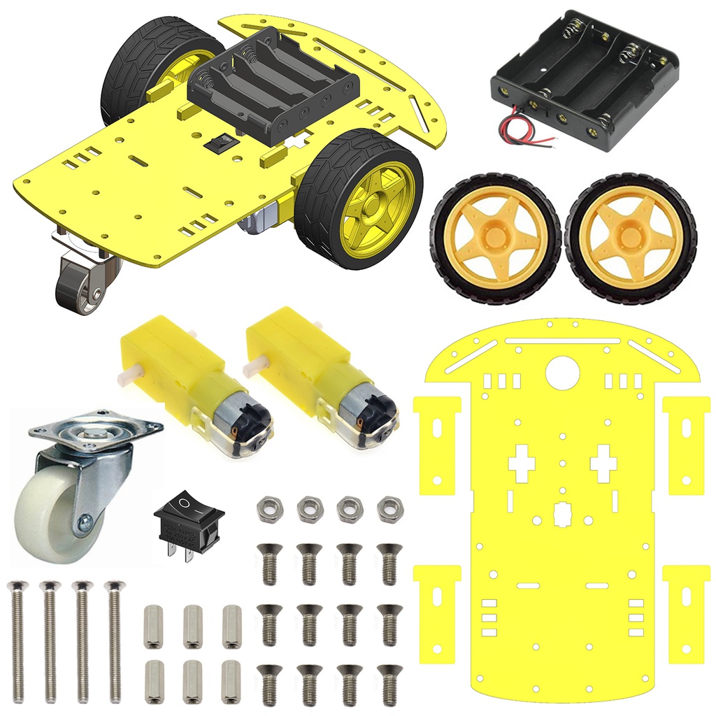 2WD Robotics Chassis With Motors Wheels And Accessories V1.0 (YELLOW)