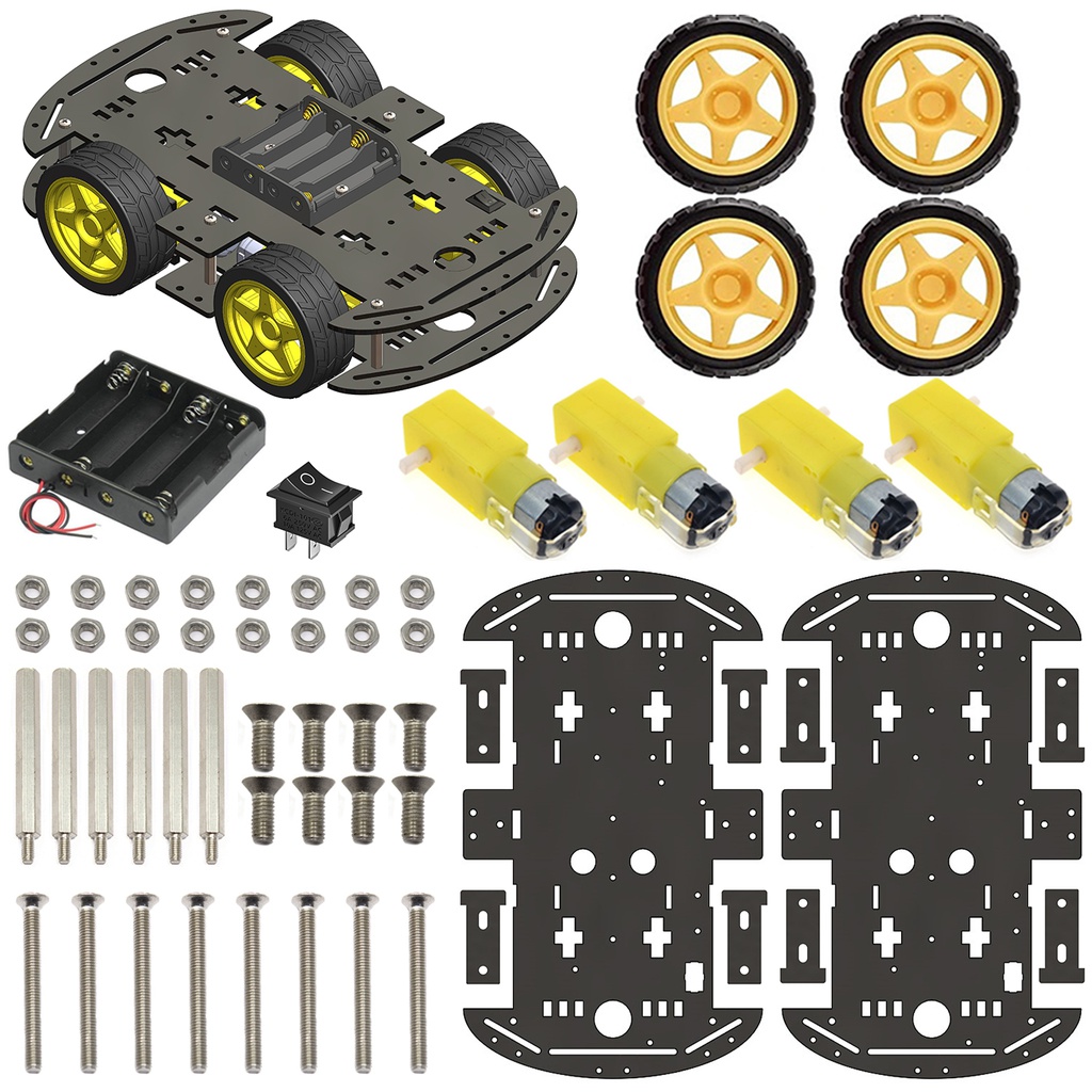 4WD Robotics Chassis With Motors Wheels And Accessories V1.0 (BLACK)