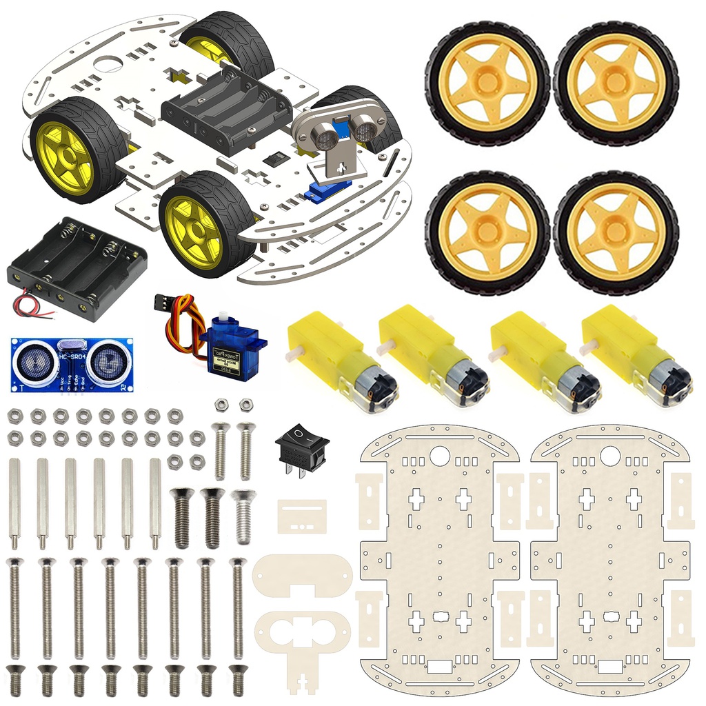 4WD Robotics Chassis With Motors Wheels And Accessories V2.0 (MILKY)