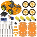 4WD Robotics Chassis With Motors Wheels And Accessories V2.0 (ORANGE)