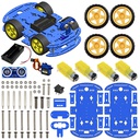 4WD Robotics Chassis including Motors, Wheels &amp; 18650 Battery Holder V2.0 (BLUE)