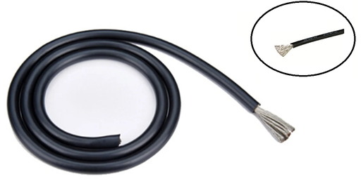 [3918] Silicone Wire High Temperature Grade 12AWG (1 Meter Black)