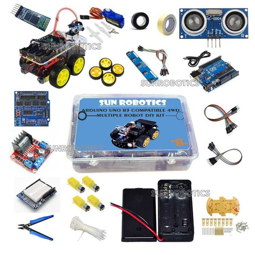 [1880] Arduino Uno R3 Compatible 4WD Multiple Robot DIY Kit by Generic