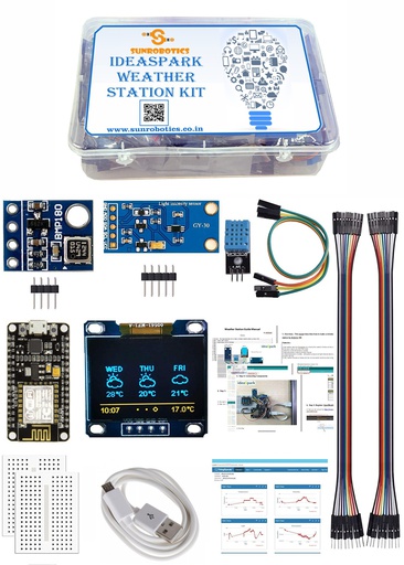 [6122] ESP8266 weather station kit with DHT11 temperature humidity,BMP180 atmospheric pressure,BH1750 fvi light sensor, 0.96&quot; oled iic display by SunRobotics