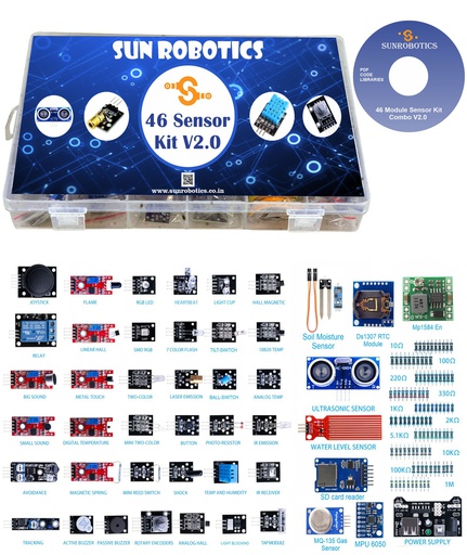[2057] 46 in 1 Sensor Modules Kit for Arduino Uno R3, Mega 2560, Raspberry Pi (37 in 1 + Additonal Modules)