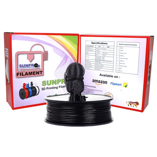 [2638] SunPro Premium Quality 3D Printer Filaments 1.75mm PLA Net Weight 1 Kg (PLA, BLACK )