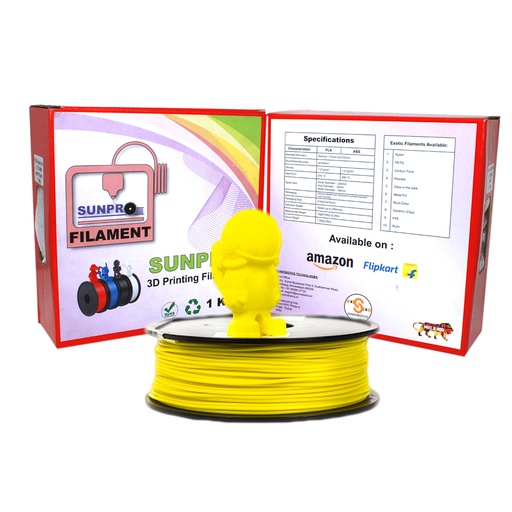 [2673] SunPro Premium Quality 3D Printer Filaments 1.75mm PLA For  Net Weight 1 Kg (PLA , YELLOW )