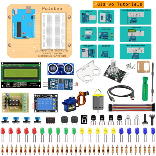 [9091] PulsEvo Arduino Uno Beginner Student Projects Learning Kit