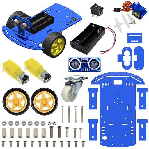 [2252] 2WD Robotics Chassis Including Motors, Wheels &amp; 18650 Battery Holder V2.0 (BLUE)